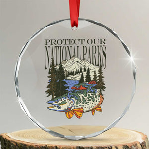 Protect Our National Parks Crystal Glass Ornament Wildlife Fishing Outdoor Adventure Retro TS02 Transparent Glass 3'' Circle Print Your Wear