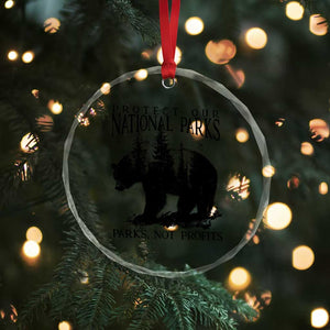 Protect Our National Parks Not Profits Crystal Glass Ornament Vintage Forest Bear TS11 Print Your Wear