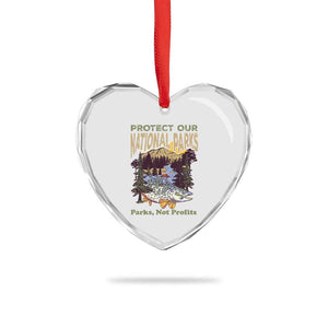 Protect Our National Parks Not Profits Heart Crystal Glass Ornament Keep Wild Nature Fish Forest - Print Your Wear