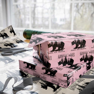 Protect Our National Parks Not Profits Wrapping Paper Roll Vintage Forest Bear - Print Your Wear