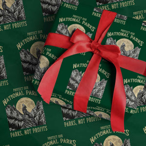 Protect Our National Parks Wrapping Paper Roll Parks Not Profits Wolf Retro Graphic TS02 Green Print Your Wear