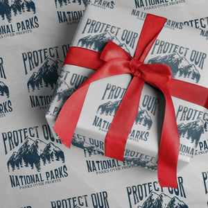 Protect Our National Parks Wrapping Paper Roll Retro Mountain Nature Graphic TS02 White Print Your Wear