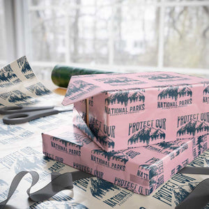 Protect Our National Parks Wrapping Paper Roll Retro Mountain Nature Graphic TS02 Light Pink Print Your Wear