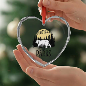 Protect Our Parks Heart Crystal Glass Ornament Retro Bear Forest Nature Graphic TS02 Print Your Wear