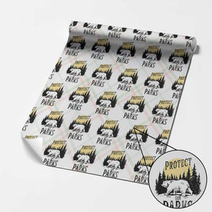 Protect Our Parks Wrapping Paper Roll Retro Bear Forest Nature Graphic TS02 Christmas Plaid Print Your Wear