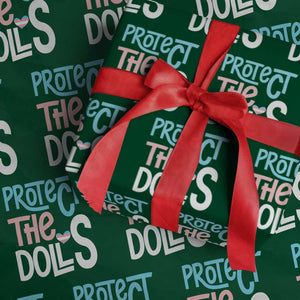 Protect The Dolls Wrapping Paper Roll Transgender Trans Pride Social Justice TS10 Green Print Your Wear