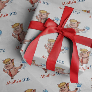 Protest Pig Kicking Icy Crown Wrapping Paper Roll Political Humor Gift TS12 White Print Your Wear