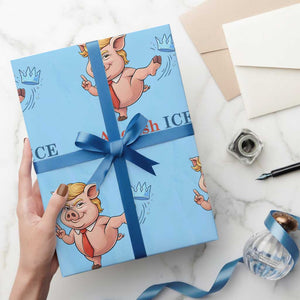 Protest Pig Kicking Icy Crown Wrapping Paper Roll Political Humor Gift TS12 Light Blue Print Your Wear