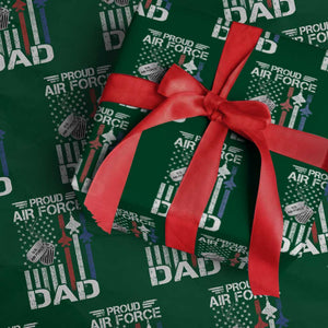 Proud Air Force Dad Wrapping Paper Roll Military Army Father Vintage American Flag TS11 Green Print Your Wear