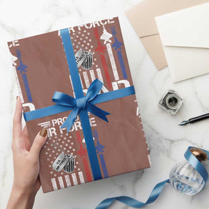 Proud Air Force Dad Wrapping Paper Roll Military Army Father Vintage American Flag TS11 Mocha Print Your Wear