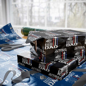 Proud Air Force Dad Wrapping Paper Roll Military Army Father Vintage American Flag TS11 Black Print Your Wear