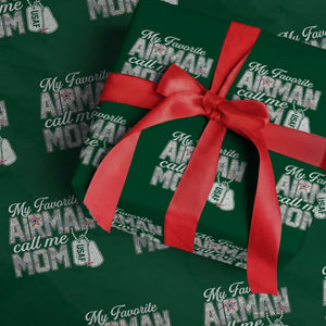 Proud Air Force Family Wrapping Paper Roll My Favorite Airman Calls Me Mom TS10 Green Print Your Wear