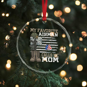 Proud Air Force Mom Crystal Glass Ornament My Favorite Airman Military Family Camo US Flag TS10 Print Your Wear