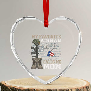 Proud Air Force Mom Heart Crystal Glass Ornament My Favorite Airman Military Family Camo US Flag TS10 Transparent Glass 3'' Heart Print Your Wear