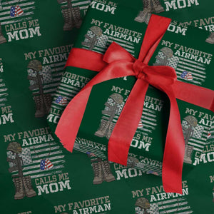 Proud Air Force Mom Wrapping Paper Roll My Favorite Airman Military Family Camo US Flag TS10 Green Print Your Wear