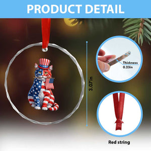 Proud American Cat Lover Crystal Glass Ornament Patriotic Animal Lover Gift TS12 Print Your Wear