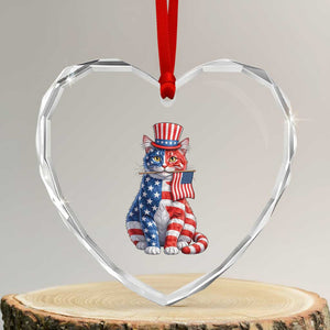 Proud American Cat Lover Heart Crystal Glass Ornament Patriotic Animal Lover Gift TS12 Transparent Glass 3'' Heart Print Your Wear