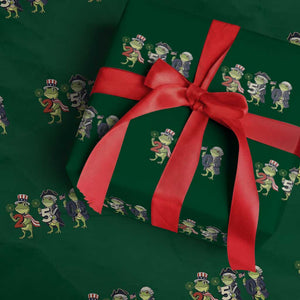 Proud American Frog Wrapping Paper Roll Celebrating 250 Years Of Freedom TS12 Green Print Your Wear