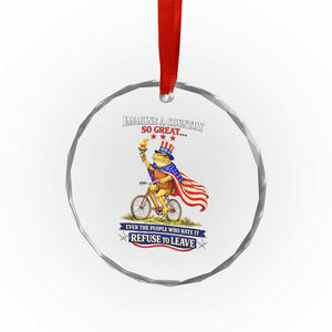 Proud American Humor Patriotic Frog On Bicycle Graphic Crystal Glass Ornament Imagine A Country So Great Pride TS02 Print Your Wear