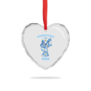 Proud Argentina Soccer 2026 Heart Crystal Glass Ornament World Football Fan Gift