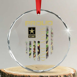 Proud Army Dad Crystal Glass Ornament Military Father US Army Camo Flag TS10 Transparent Glass 3'' Circle Print Your Wear