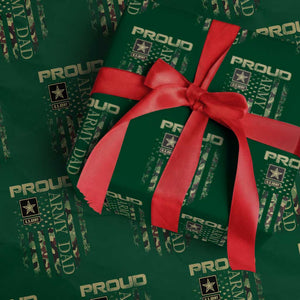 Proud Army Dad Wrapping Paper Roll Military Father US Army Camo Flag TS10 Green Print Your Wear