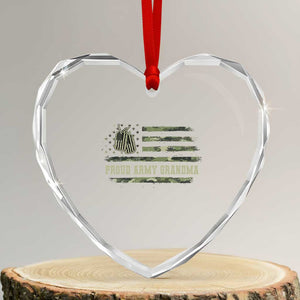 Proud Army Grandma Heart Crystal Glass Ornament Vintage Camo American Flag Veteran TS11 Transparent Glass 3'' Heart Print Your Wear