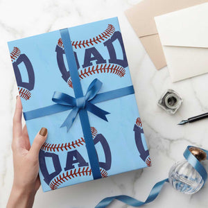 Proud Baseball Dad Wrapping Paper Roll Game Day Gift For Him TS12 Light Blue Print Your Wear