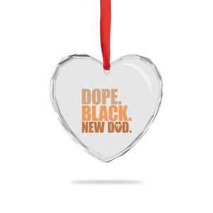 Proud Black New Dad Heart Crystal Glass Ornament African American Fathers Day Gift