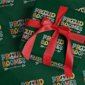Proud Boomer Wrapping Paper Roll Boomers Generation Peace Sign Hippie 50s 60s TS10 Green Print Your Wear