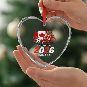 Proud Canada Soccer Beaver Heart Crystal Glass Ornament Road To 2026 TS12 Print Your Wear