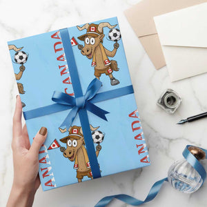 Proud Canada Soccer Moose Wrapping Paper Roll Canadian Football Fan TS12 Light Blue Print Your Wear