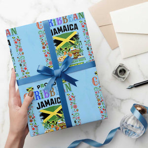 Proud Caribbean Jamaica Heritage Wrapping Paper Roll Jamaican Roots and Island Culture TS02 Light Blue Print Your Wear
