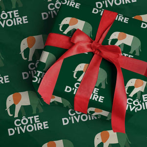 Proud Côte d'Ivoire Elephant Ivory Coast Flag Wrapping Paper Roll Ivorian Pride Retro Souvenir TS02 Green Print Your Wear
