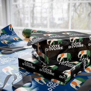 Proud Côte d'Ivoire Elephant Ivory Coast Flag Wrapping Paper Roll Ivorian Pride Retro Souvenir TS02 Black Print Your Wear