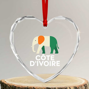 Proud Côte d'Ivoire Elephant Ivory Coast Flag Heart Crystal Glass Ornament Ivorian Pride Retro Souvenir TS02 Transparent Glass 3'' Heart Print Your Wear