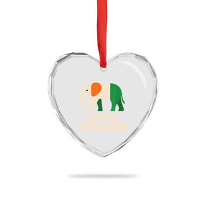 Proud Côte d'Ivoire Elephant Ivory Coast Flag Heart Crystal Glass Ornament Ivorian Pride Retro Souvenir