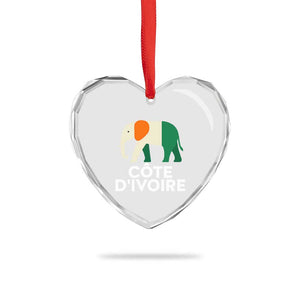 Proud Côte d'Ivoire Elephant Ivory Coast Flag Heart Crystal Glass Ornament Ivorian Pride Retro Souvenir TS02 Print Your Wear