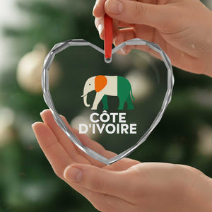 Proud Côte d'Ivoire Elephant Ivory Coast Flag Heart Crystal Glass Ornament Ivorian Pride Retro Souvenir TS02 Print Your Wear