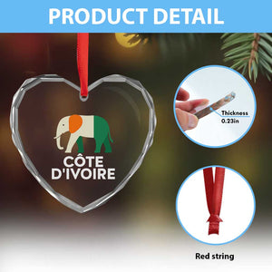Proud Côte d'Ivoire Elephant Ivory Coast Flag Heart Crystal Glass Ornament Ivorian Pride Retro Souvenir TS02 Print Your Wear