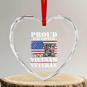 Proud Daughter Of A Vietnam Veteran Heart Crystal Glass Ornament American Flag Army Boots TS11 Transparent Glass 3'' Heart Print Your Wear