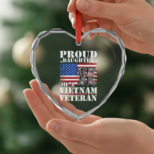 Proud Daughter Of A Vietnam Veteran Heart Crystal Glass Ornament American Flag Army Boots TS11 Print Your Wear
