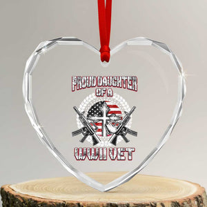 Proud Daughter Of A WWII Vet Heart Crystal Glass Ornament World War 2 Veteran WW2 TS02 Transparent Glass 3'' Heart Print Your Wear