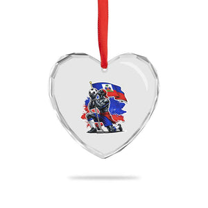 Proud Haiti Soccer Fan Heart Crystal Glass Ornament Ayiti Heritage Pride