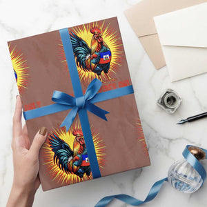 Proud Haitian Rooster Flag Wrapping Paper Roll Majestic National Symbol Haiti Heritage Pride TS02 Mocha Print Your Wear