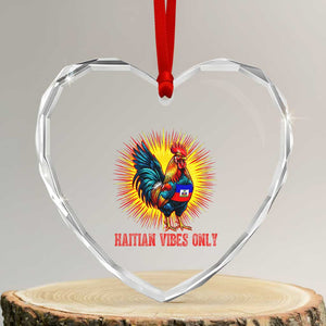 Proud Haitian Rooster Flag Heart Crystal Glass Ornament Majestic National Symbol Haiti Heritage Pride TS02 Transparent Glass 3'' Heart Print Your Wear