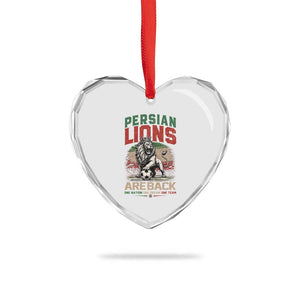 Proud Iran Soccer Fan Gift Heart Crystal Glass Ornament Persian Lions Are Back