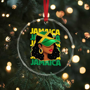Proud Jamaican Afro Black Woman Jamaica Flag Pride Crystal Glass Ornament TS10 Print Your Wear
