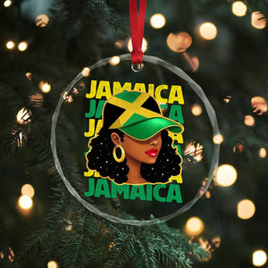 Proud Jamaican Afro Black Woman Jamaica Flag Pride Crystal Glass Ornament TS10 Print Your Wear