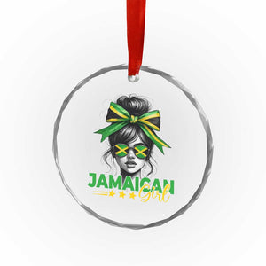 Proud Jamaican Girl Crystal Glass Ornament Jamaica Messy Bun Retro Vintage Jamaican Flag TS10 Print Your Wear